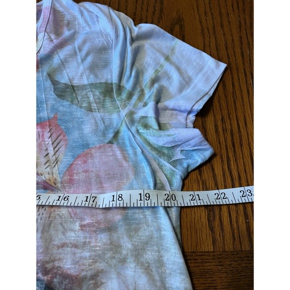 90s Y2K Safari Bling Sharkbite Top Sz 2XL Fitted Cap Sleeve Semi Sheer‎ Stretch - Picture 7 of 8